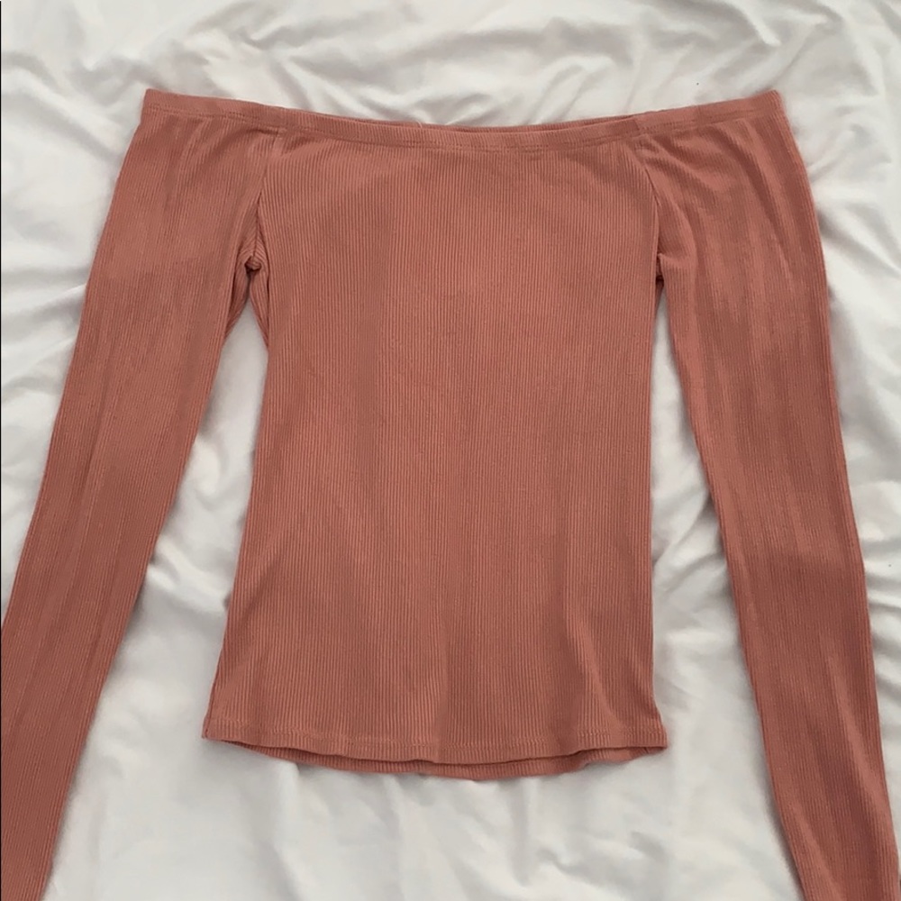 Pacsun LA Hearts Pink Off the Shoulder Ribbed Top
